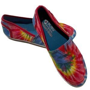 Skechers BOBS Women's Size 8 Hippy Hype TieDye Skate Slip On Memory Foam Shoes.